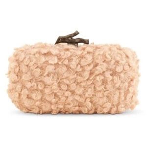 Textured Beige Evening Clutch with Detachable
